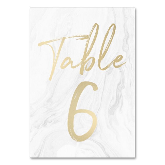 Numeração De Mesa Marble e Script Dourado | Tabela Número Placa 6 (Frente)