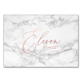 Numeração De Mesa Marble Faux Rosa Dourado Caligrafia Romântica Elev