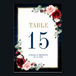 Numeração De Mesa Marinho Azul Cor-de-rosa Rosa Rosa Numeração da Ta<br><div class="desc">O cartão de número de mesa floral de casernas elegante e moderno, geométrico geométrico, a cor-de-água, a cor-de-rosa pincel, cor-de-rosa azul-marinho, com folhagem correspondente sobre fundo de madeira rústica azul-marinho e estrutura dourada. Perfeito para um casamento no outono/no meio do verão. Por favor, encontre mais designs e variações na minha...</div>