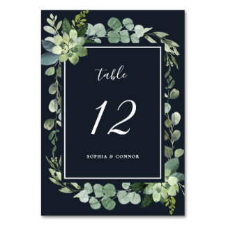 Numeração De Mesa Marinho Azul de Meia-Noite Casamento Suculento