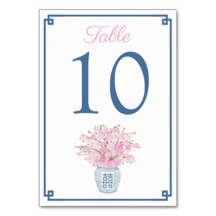 Numeração De Mesa Marinho Azul e Chinoiserie Rosa Rosa Chinoiserie C