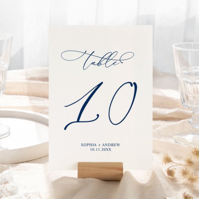 Numeração De Mesa Marinho Azul Elegante Mesa 10 Casamento (Criador carregado)