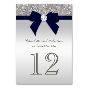 Numeração De Mesa Marinho Azul Faux Arco Sequins Silver Casamento