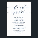 Numeração De Mesa Marinho Blue Minimalist Script Seating Weding<br><div class="desc">Plano personalizável de número de assentos da tabela. Ele apresenta uma escrita branca marinho e tipografia clássica. Personalize adicionando seus próprios detalhes. Este plano minimalista de assentos de mesas é perfeito para casamentos,  chás de fraldas,  chás de panela,  aniversários e muito mais.</div>