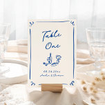 Numeração De Mesa Marinho Desenho Da Mão Whimsical Azul<br><div class="desc">Este design adorável apresenta elementos desenhados à mão e um texto ousado e caprichoso.</div>