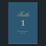 Numeração De Mesa Marinho Dourado Floral Boho Wedding<br><div class="desc">Número da Tabela de Casamento Floral Boho Dourado do marinho</div>