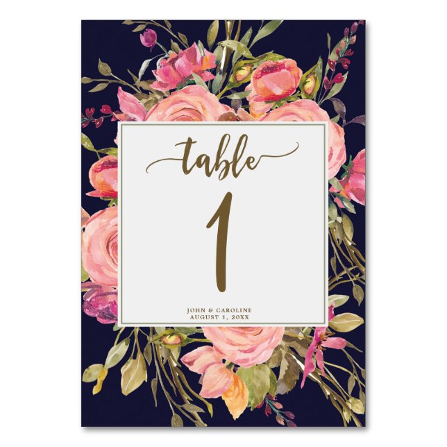 Numeração De Mesa Marinho floral boho da tabela de casamento (Frente)