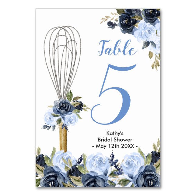 Numeração De Mesa Marinho Floral Logo para ser arrancado do Chá de p (Frente)