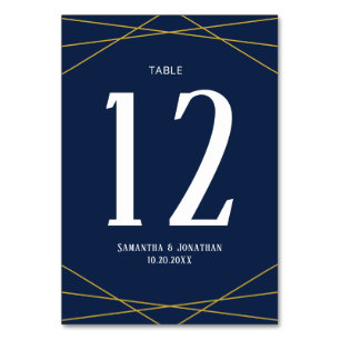 Numeração De Mesa Marinho Geométrico Dourado Azul Número da tabela