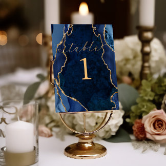 Numeração De Mesa Marinho, mármore e placa de Mesa de ágata Dourada