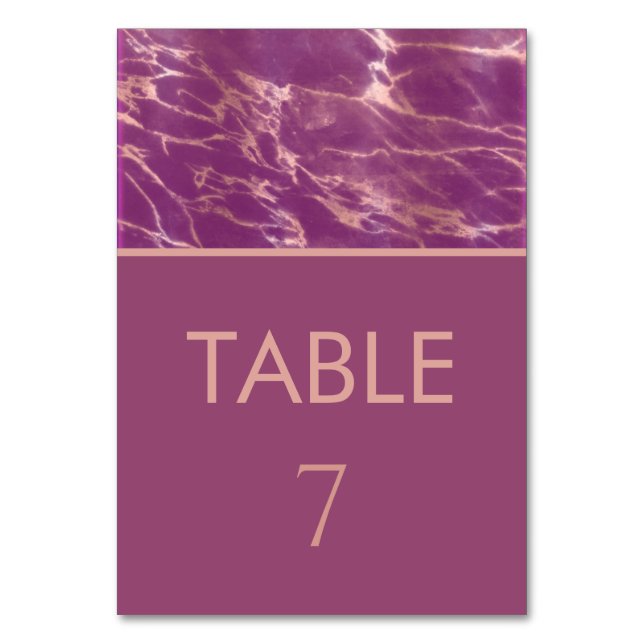 Numeração De Mesa Mármore rose gold Cassis romântico elegante (Frente)