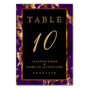 Numeração De Mesa Mármore Roxo e Dourado de ameixa - Número da Tab