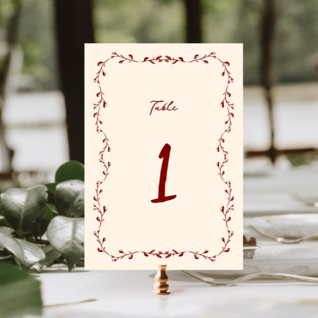Numeração De Mesa Maroon Handwrite Wedding (Criador carregado)