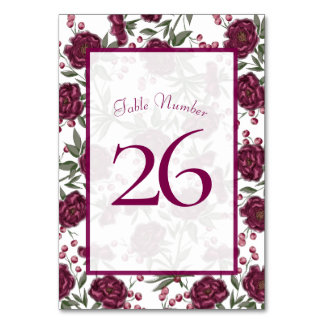 Numeração De Mesa Maroon Rose Wedding
