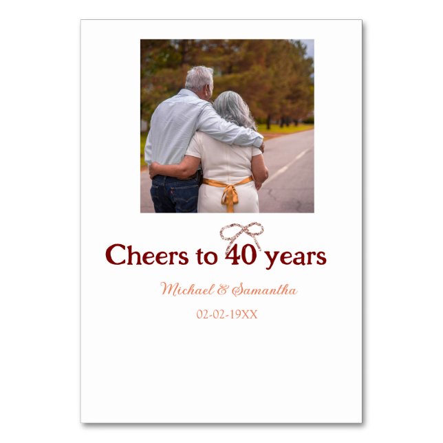 Numeração De Mesa Marron arco aplaude 40 anos de casamento (Frente)