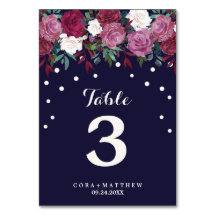 Marsala & Burgundy sobre o Número da Mesa de Casam