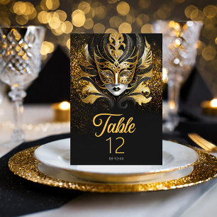 Numeração De Mesa Mascarada Mask Motif Black Dourado ID1031