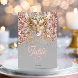 Numeração De Mesa Mascarada Mask Motif Rosa Dourado ID1031