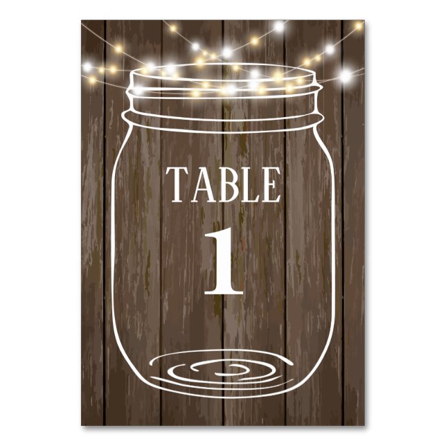 Numeração De Mesa Mason jar, rustic, mesa card (Frente)