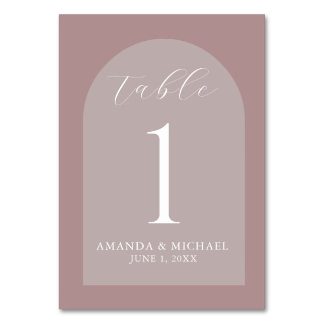Numeração De Mesa Matizes Rosa de Dusty de Casamento Moderno (Verso)