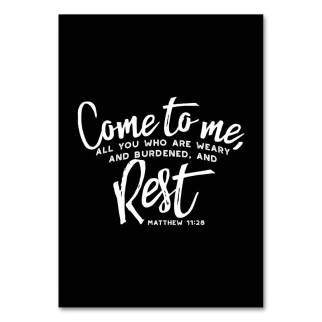 Numeração De Mesa Matthew 11 Bíblia Verse (Frente)