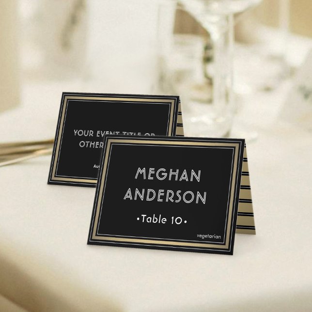 Numeração De Mesa Meal Choice Elegant Black and Gold Escort Card (Criador carregado)