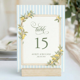 Numeração De Mesa Mediterranean Lemon Coastal Stripe Wedding