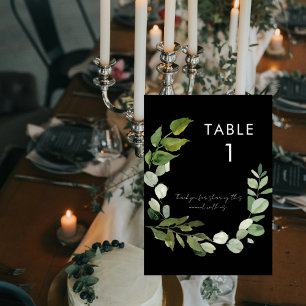 Numeração De Mesa Mensagem de Folhagem Simples de Casamento Preto