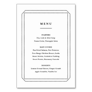 Numeração De Mesa Menu Clássico, recepção de casamento