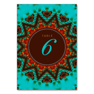 Numeração De Mesa Menu do casamento de Sun da terra do Aqua+Cartão
