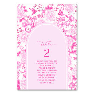 Numeração De Mesa Menu e número da tabela da Fuchsia Chinoiserie