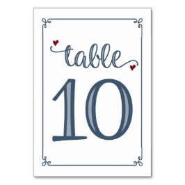 Numeração De Mesa "Mesa 10" Azul empoeirado e Vermelho escuro