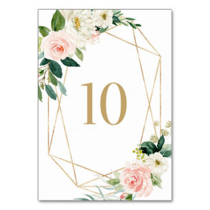 Numeração De Mesa Mesa 10 de Aquarela Geométrica de Flores de Primav