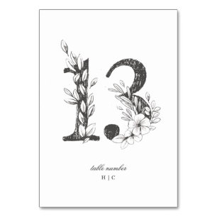 Numeração De Mesa Mesa 13 Belo Casamento Floral Esboçado Em Terra