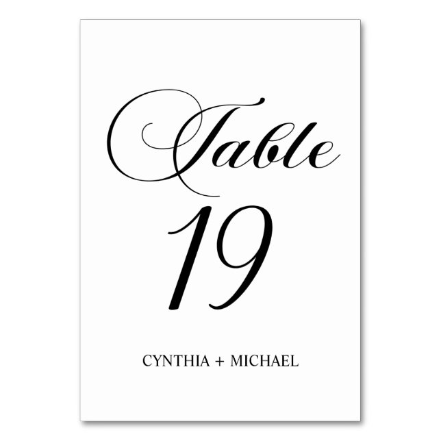 Numeração De Mesa Mesa 19 Número da Tabela de Casamento de Script Mo (Frente)