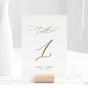 Numeração De Mesa Mesa 1 da caligrafia moderna elegante Casamento