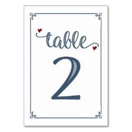 Numeração De Mesa "Mesa 2" Azul empoeirado e Vermelho escuro