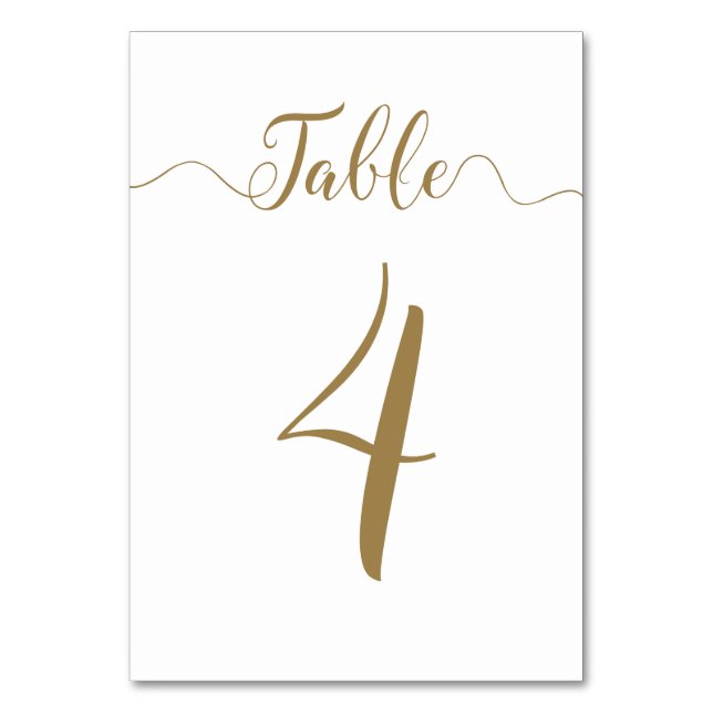 Numeração De Mesa Mesa 4 Números de Tabela de Casamento Dourado (Frente)