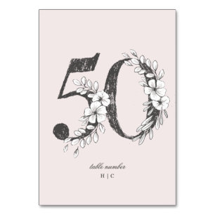 Numeração De Mesa Mesa 50 Linda Espessura Floral Esboçada