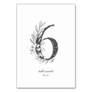Numeração De Mesa Mesa 6 Belo Casamento Floral Esboçado Em Terra