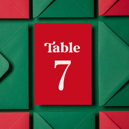 Numeração De Mesa Mesa 7 de Casamento Minimalista Retro em Vermelho 