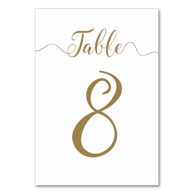 Numeração De Mesa Mesa 8 Números de Tabela de Casamento Dourado (Frente)