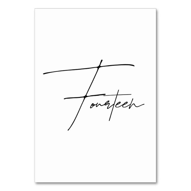 Numeração De Mesa Mesa Calligráfica Elegante Número da tabela 14 (Frente)