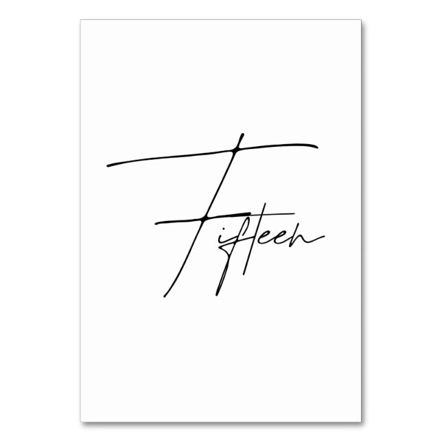 Numeração De Mesa Mesa Calligráfica Elegante Número da tabela 15 (Frente)