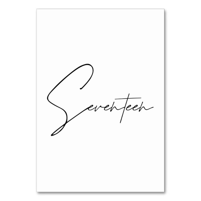 Numeração De Mesa Mesa Calligráfica Elegante Número da tabela 17 (Frente)