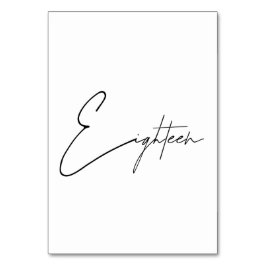 Numeração De Mesa Mesa Calligráfica Elegante Número da tabela 18