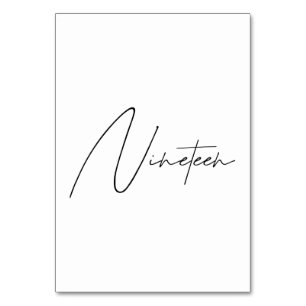 Numeração De Mesa Mesa Calligráfica Elegante Número da tabela 19
