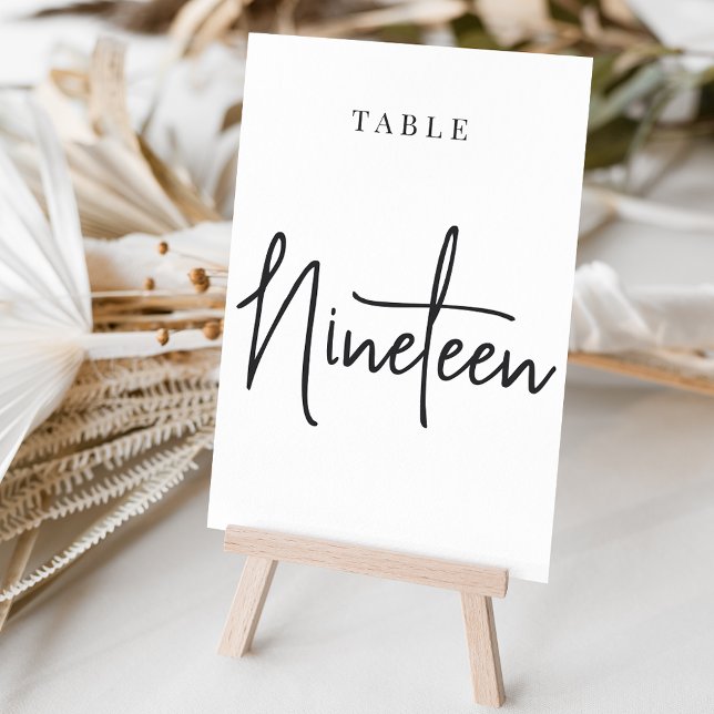 Numeração De Mesa Mesa com script preto e branco 90 (Criador carregado)