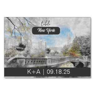 Numeração De Mesa Mesa de Aquarela do Central Park – Nova York