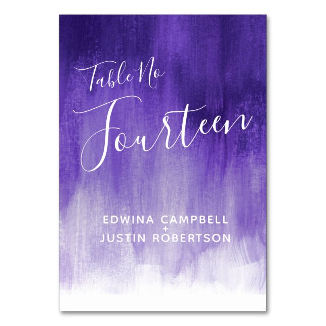 Numeração De Mesa Mesa de arte moderna ultravioleta roxa número 14 (Frente)